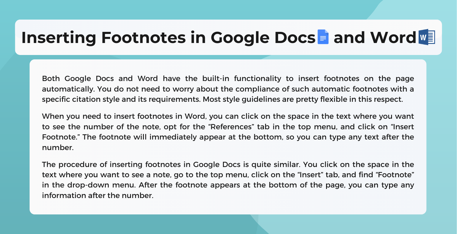 Inserting Footnotes in Google Docs and Word